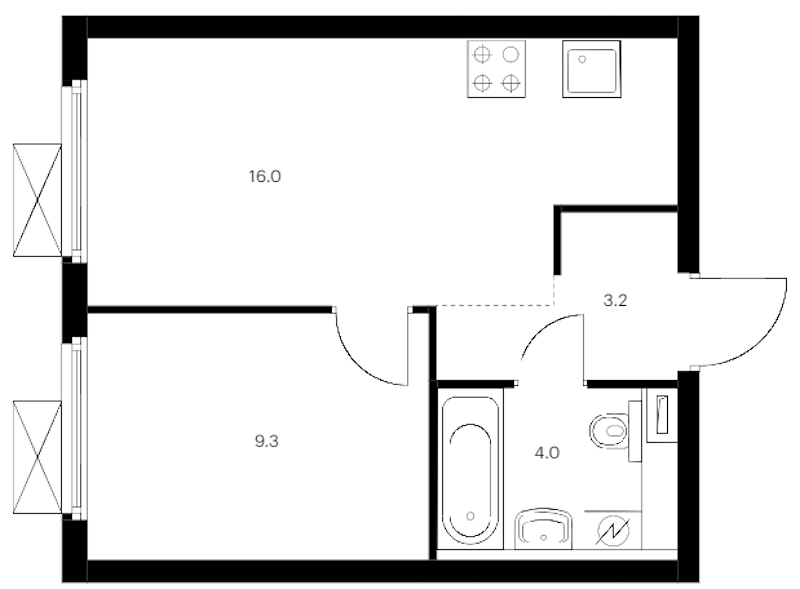 1-комнатная квартира 32.5 м², 3/14 эт., ЖК «Витебский парк»